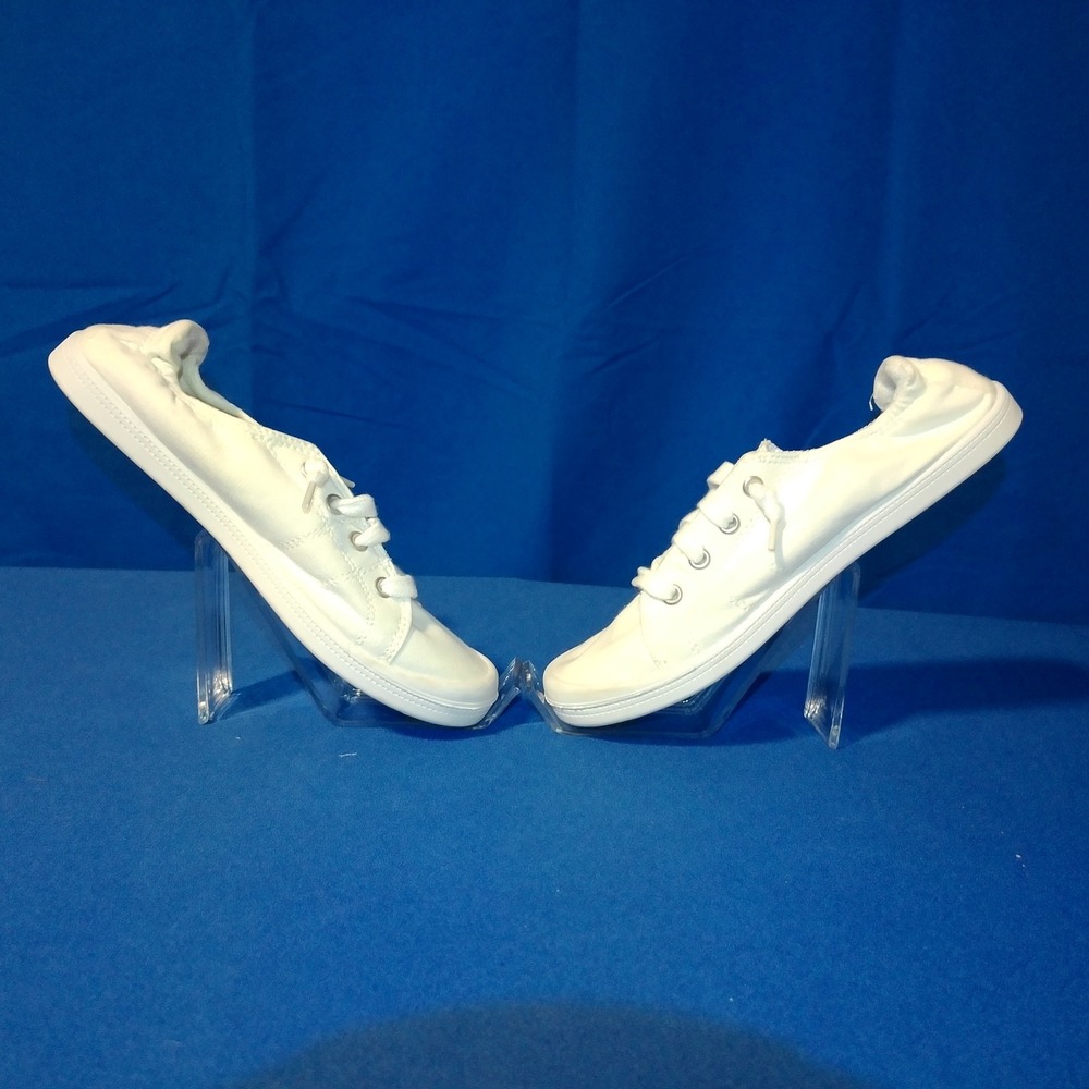 White Canvas Scrunch Back Slip On Sneakers Maurices  Size 7